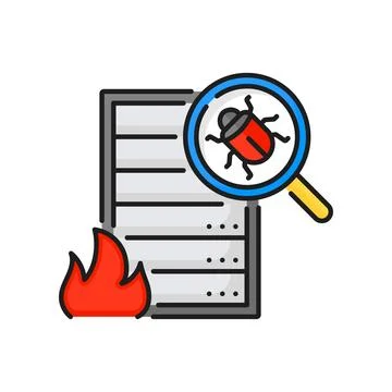 Computer bug and fire color line icon for mobile 스톡 일러스트