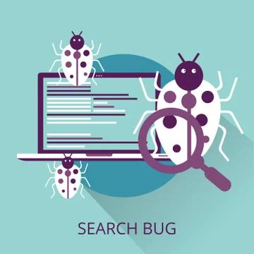 Computer With Bug And Magnifying Glass Stock Illustration