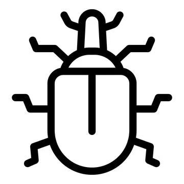 Computer bug is attacking computer mouse, simple black line icon 스톡 일러스트