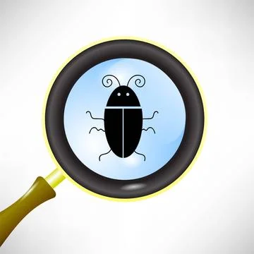 Computer Bug Computer Bug. Computer Virus under Magnifying Glass Copyright... Foto stock