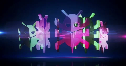 Computer bug cyber attack glass symbol looped Stock Footage 348032005