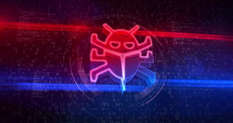 Computer bug cyber attack symbol on abstract digital background Stock Footage 348181862