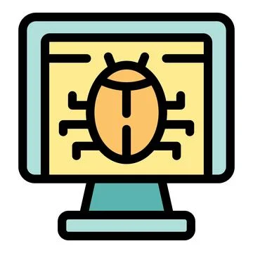 Computer bug displaying system malware and cyber security threat Stock Illustration