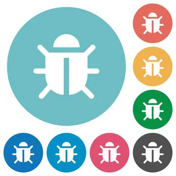 Computer bug flat round icons Stock Illustration