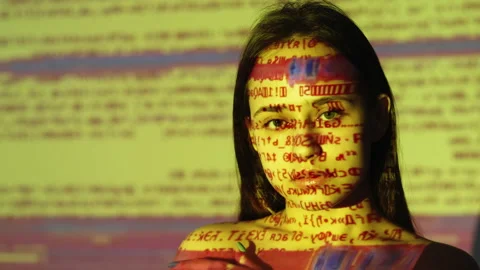Computer bug glitch woman double exposure Stock Footage 236856568