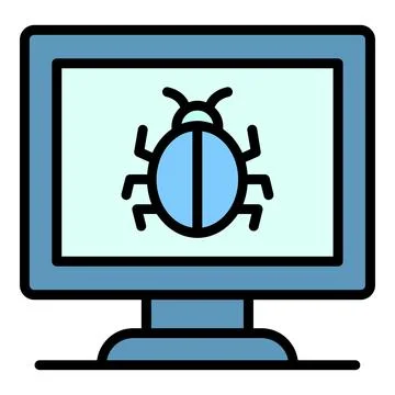 Computer bug icon color outline vector 스톡 일러스트