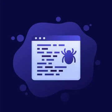 Computer bug icon, dark vector design 스톡 일러스트