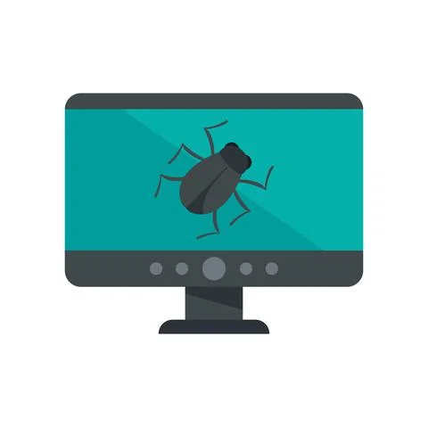 Computer bug icon flat isolated vector Stock Illustration