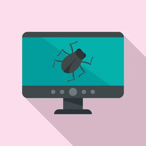 Computer bug icon, flat style Stock Illustration