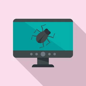 Computer bug icon, flat style Stock Illustration