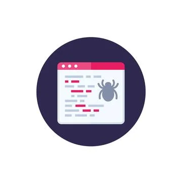 Computer bug icon, flat vector Stock Illustration