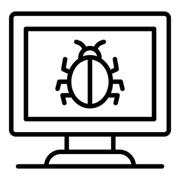 Computer bug icon, outline style 스톡 일러스트