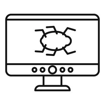 Computer bug icon, outline style 스톡 일러스트