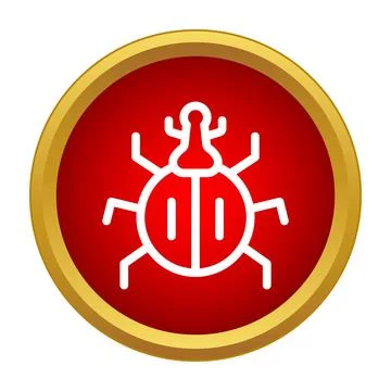 Computer bug icon with red circle warning Stock Illustration