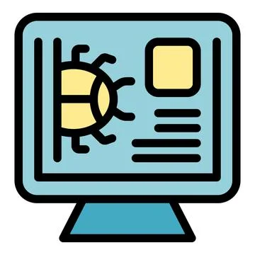 Computer bug infecting operating system on monitor screen Stock Illustration
