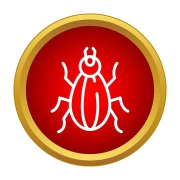 Computer bug or malware icon in red circle Stockillustratie
