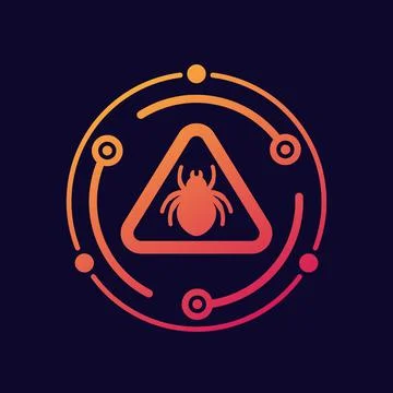 Computer bug or malware vector icon on dark Stock Illustration