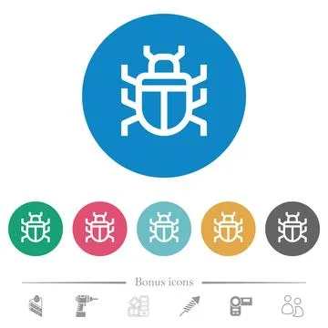 Computer bug outline flat round icons イラスト素材