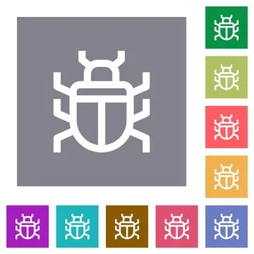 Computer bug outline square flat icons Stock Illustration