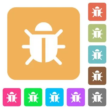 Computer bug rounded square flat icons Illustrazione stock