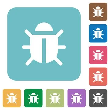 Computer bug rounded square flat icons Stock Illustration