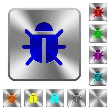 Computer bug rounded square steel buttons イラスト素材