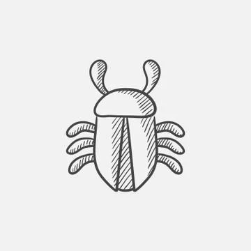 Computer bug sketch icon 스톡 일러스트
