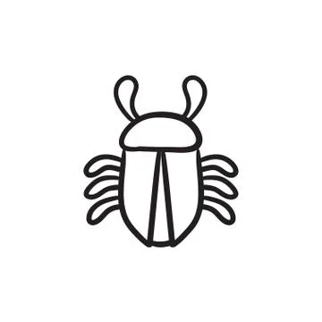 Computer bug sketch icon Stock Illustration