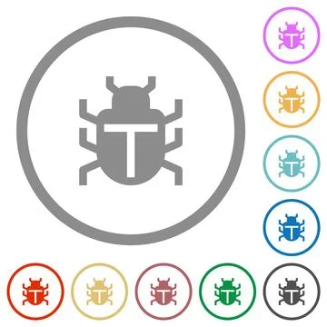 Computer bug solid flat icons with outlines Stock Illustration