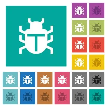 Computer bug solid square flat multi colored icons Stock Illustration