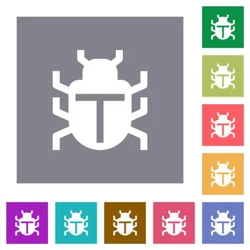 Computer bug solid square flat icons 스톡 일러스트