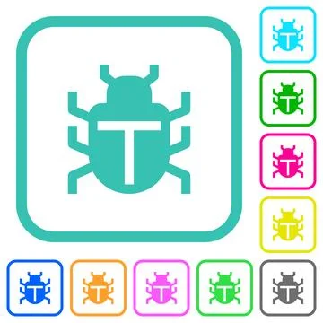Computer bug solid vivid colored flat icons Stock Illustration