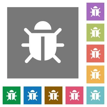 Computer bug square flat icons Stock Illustration