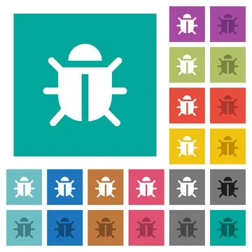 Computer bug square flat multi colored icons Stock Illustration