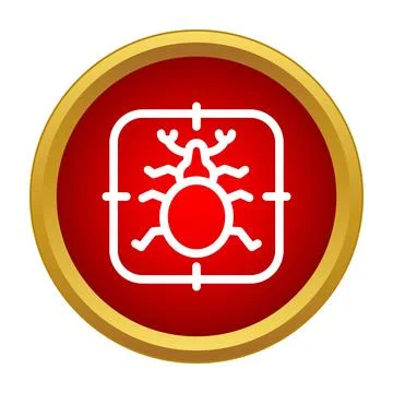 Computer bug target concept icon inside red circle Stock Illustration