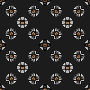 Computer Bug in Target vector Internet Security thin line seamless pattern 스톡 일러스트