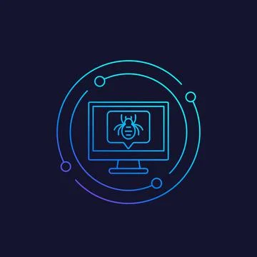 Computer bug vector icon, linear Stock Illustration