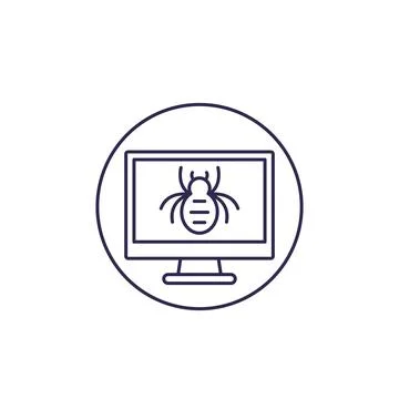 Computer bug vector line icon 스톡 일러스트