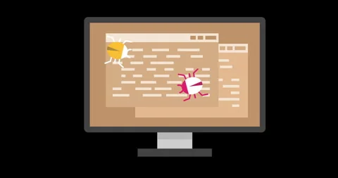 Computer Bug Virus Error Animation Concept Stock Footage 334365669