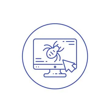 Computer bug, virus vector line icon Stock Illustration
