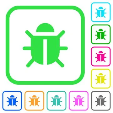 Computer bug vivid colored flat icons Stock Illustration