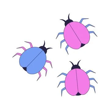 Computer bugs 2D cartoon clip art Stock Illustration