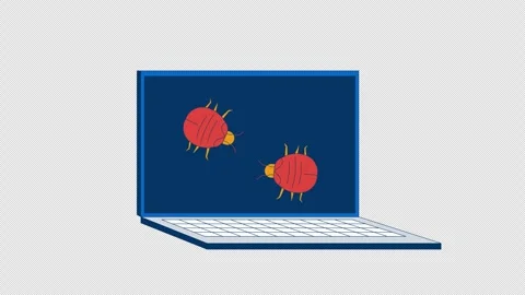 Computer bugs crawling on laptop screen ... | Stock Video | Pond5