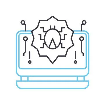 Computer bugs line icon, outline symbol, vector illustration, concept sign Illustrazione stock