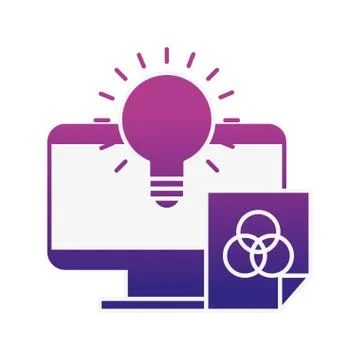 Computer bulb idea creativity paper color tone 스톡 일러스트