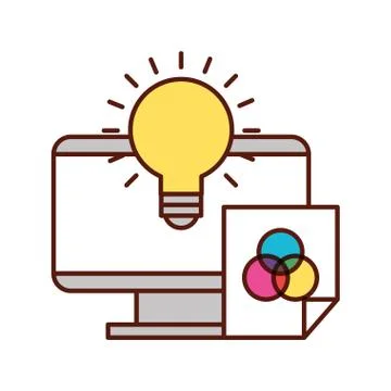 Computer bulb idea creativity paper color tone 스톡 일러스트