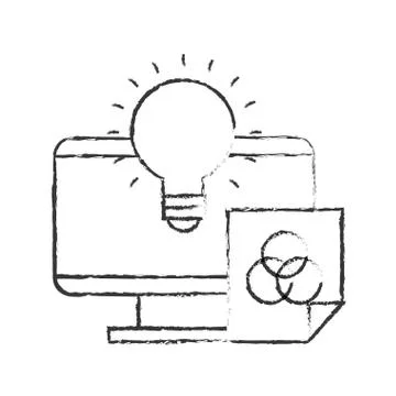 Computer bulb idea creativity paper color tone 스톡 일러스트