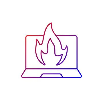 Computer burning gradient linear vector icon Stock Illustration