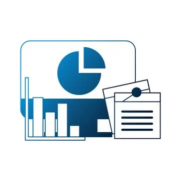 Computer business chart note memo Illustrazione stock