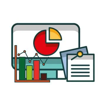 Computer business chart note memo Illustrazione stock